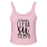 Embrace Patience - 'lo bueno LLEVA Su TEMPO' Design! - solid pink blend - Tank Tops