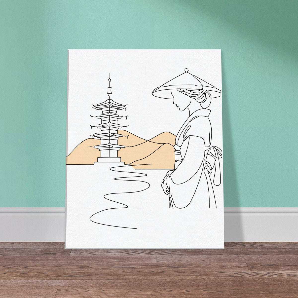 Tranquil Japanese Line Art - Canvas Edition - - Canvas Prints