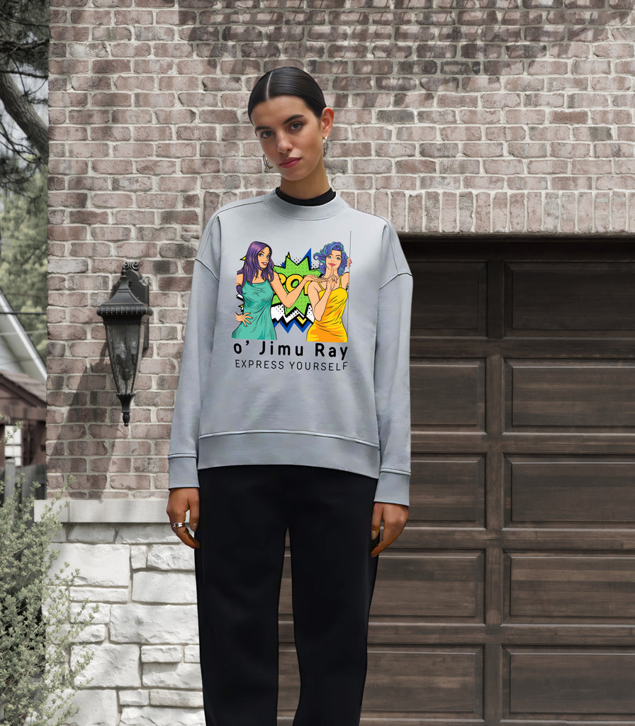 Retro Glam Oversized Sweatshirt - - Sweatshirts