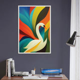 Retro Swan Wooden Framed Poster – Elegant Art Gift - - Wooden Framed Posters