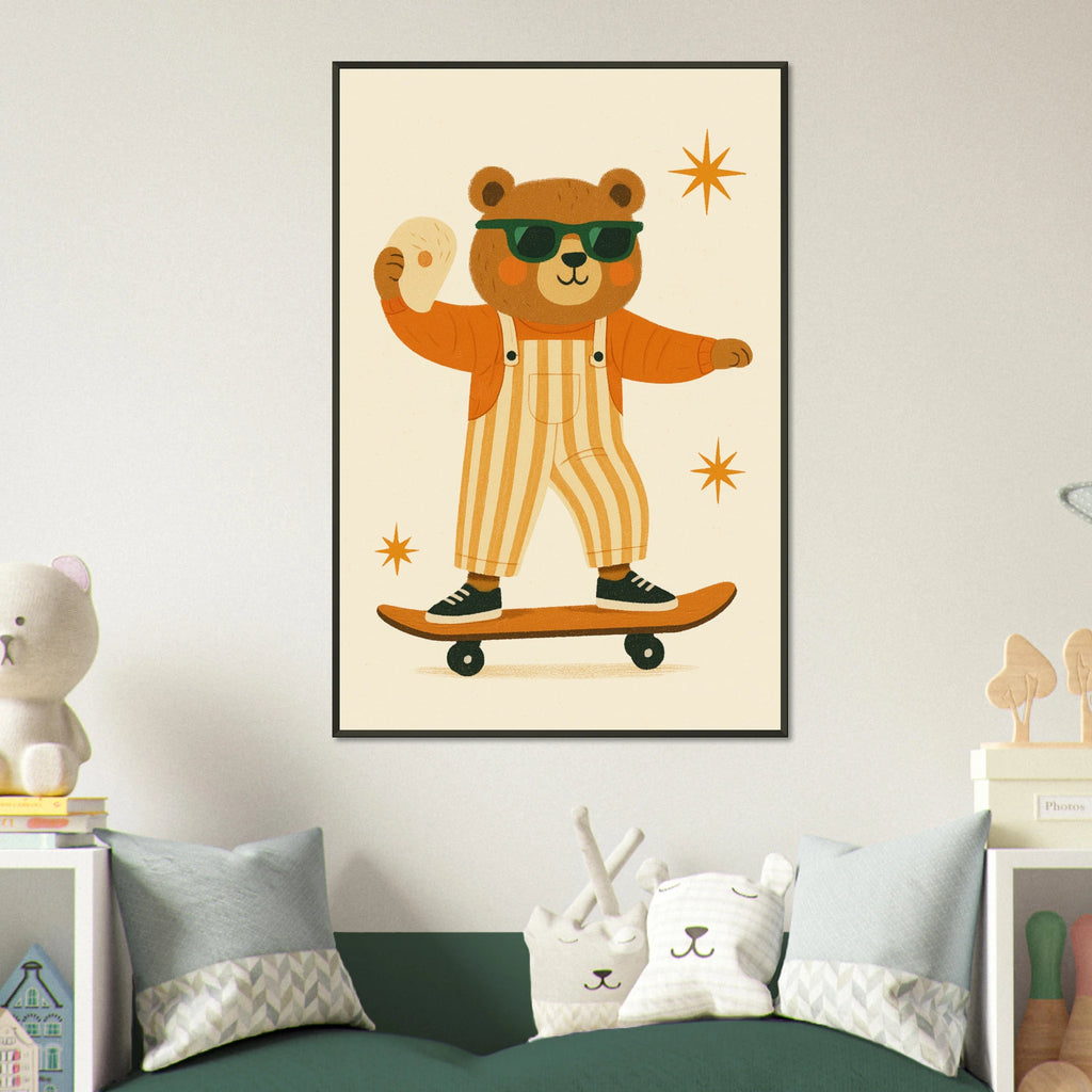 Gift a Smile – Skater Bear Metal Framed Poster - Default Title - Metal Framed Posters