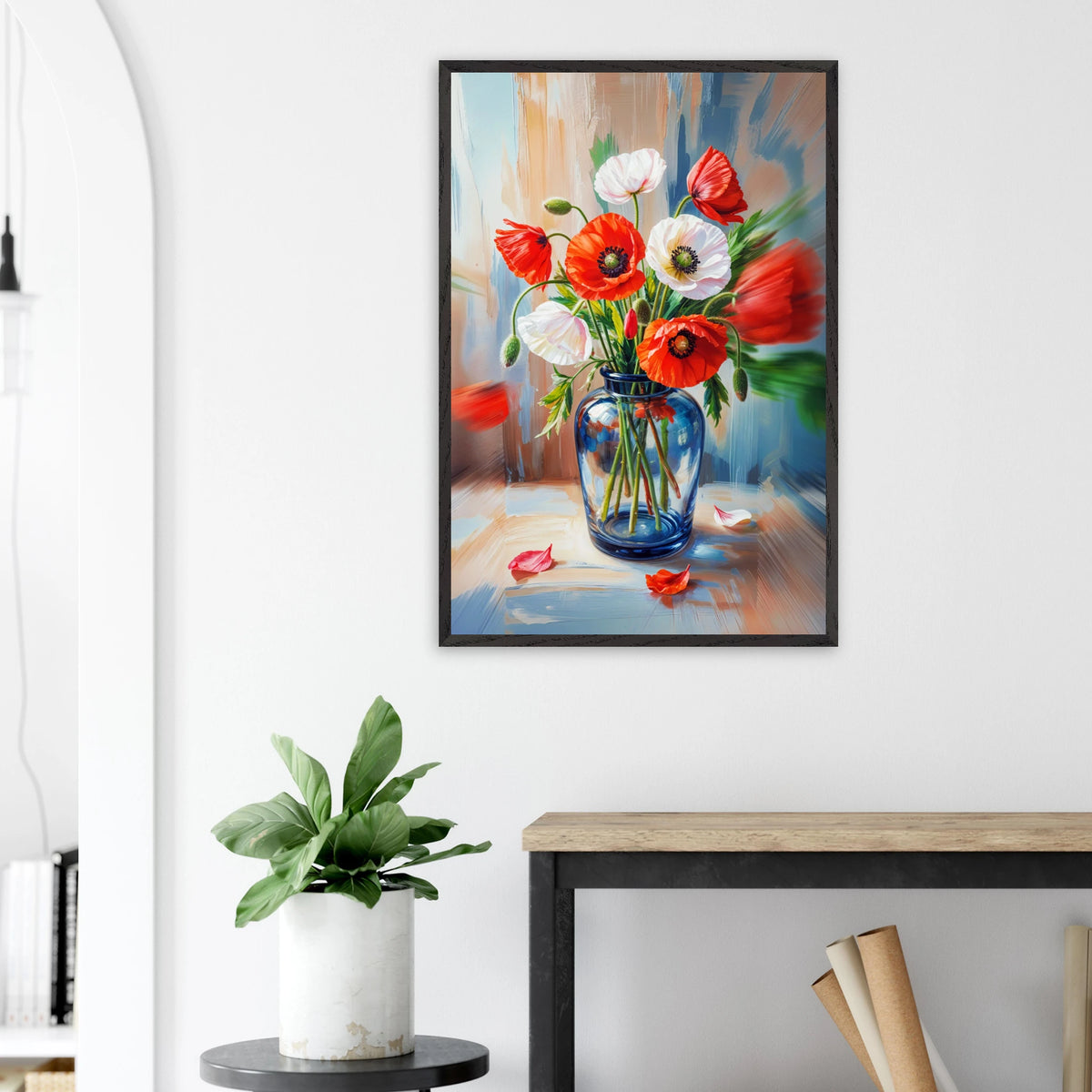 Poppies & Memories - Elegant Framed Wall Decor - Black frame - Wooden Framed Posters