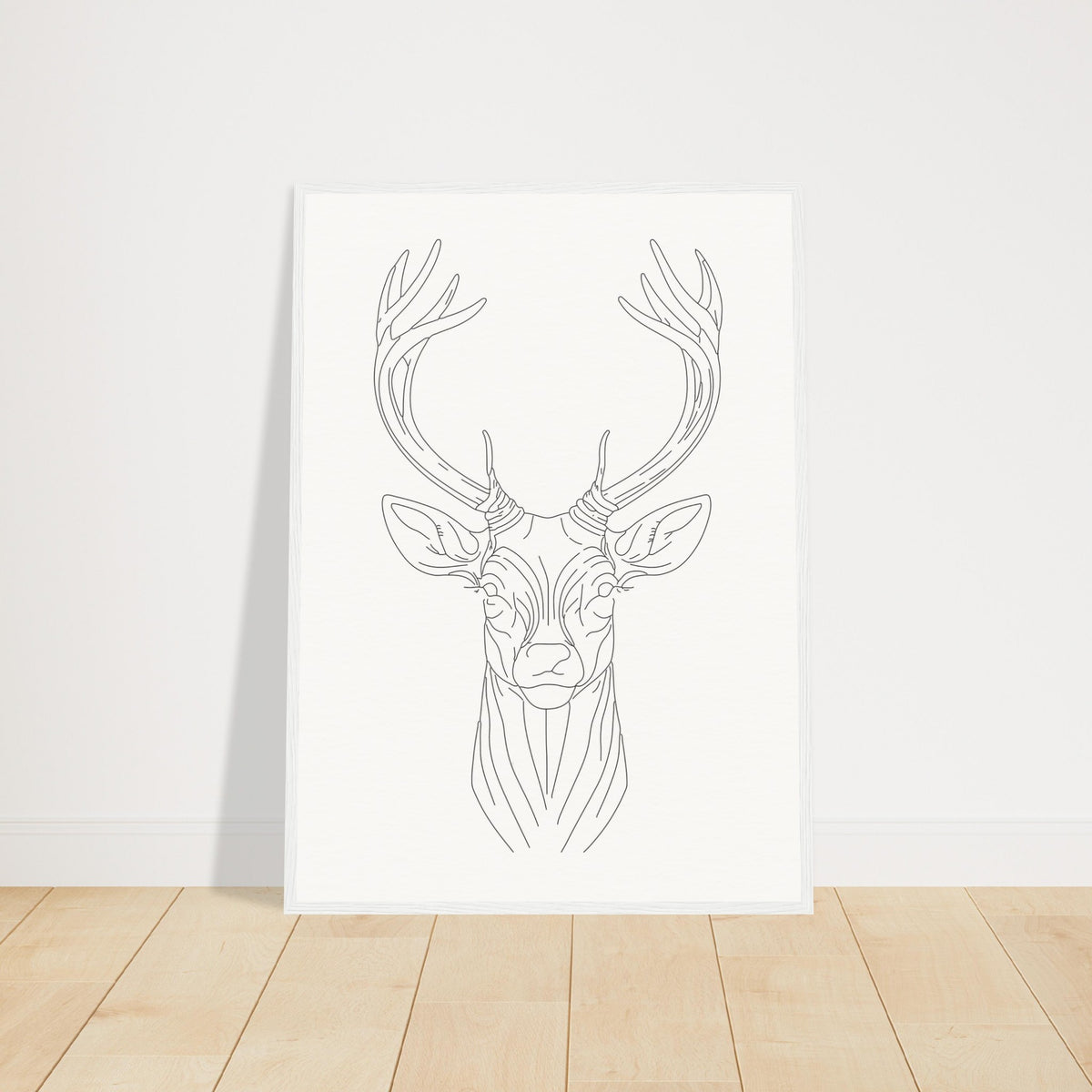 Nature's Grace - Deer Illustration - 50x70 cm 20x28″ White frame - Wooden Framed Posters