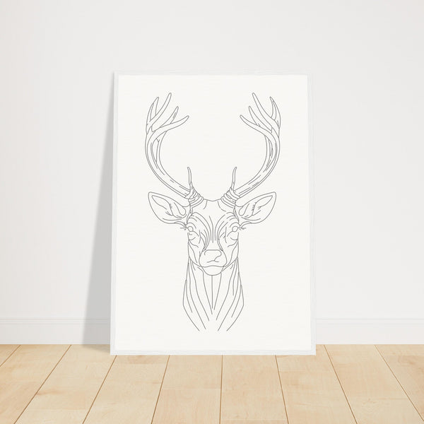 Nature's Grace - Deer Illustration - 50x70 cm 20x28″ White frame - Wooden Framed Posters