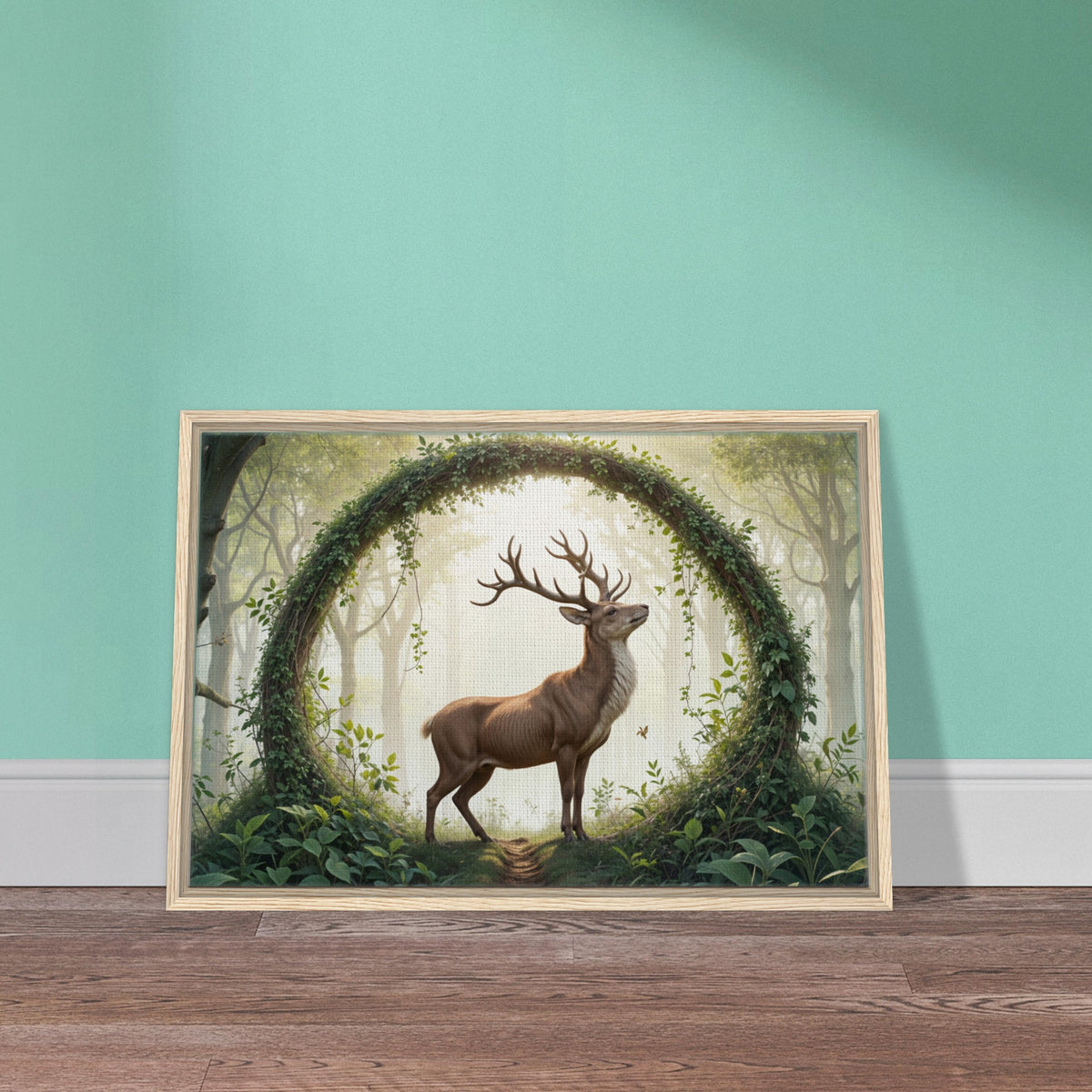 Nature’s Guardian - Majestic Stag in Forest Arch - - Canvas