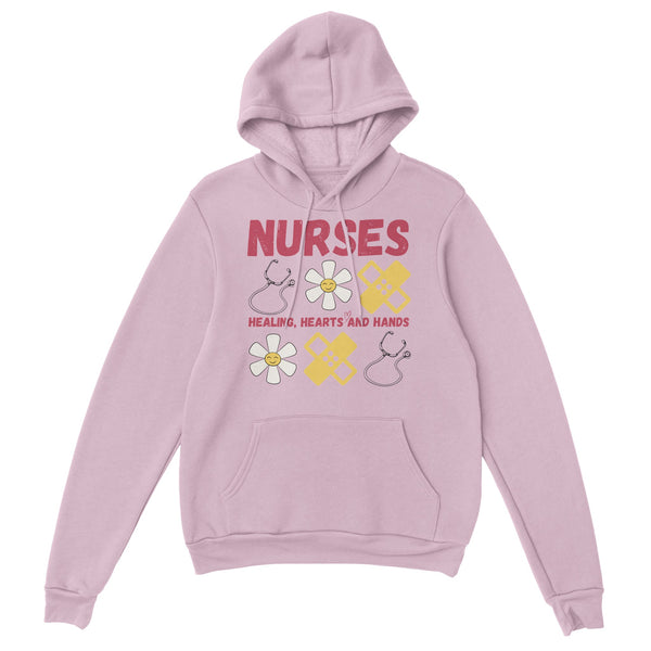 Honoring Nurses - Healing Hearts & Hands Hoodie - Light Pink - Hoodies