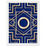 Art Deco Elegance - Blue & Gold Geometric Framed Print - A4 21x29.7 cm 8x12″ White frame - Wooden Framed Posters