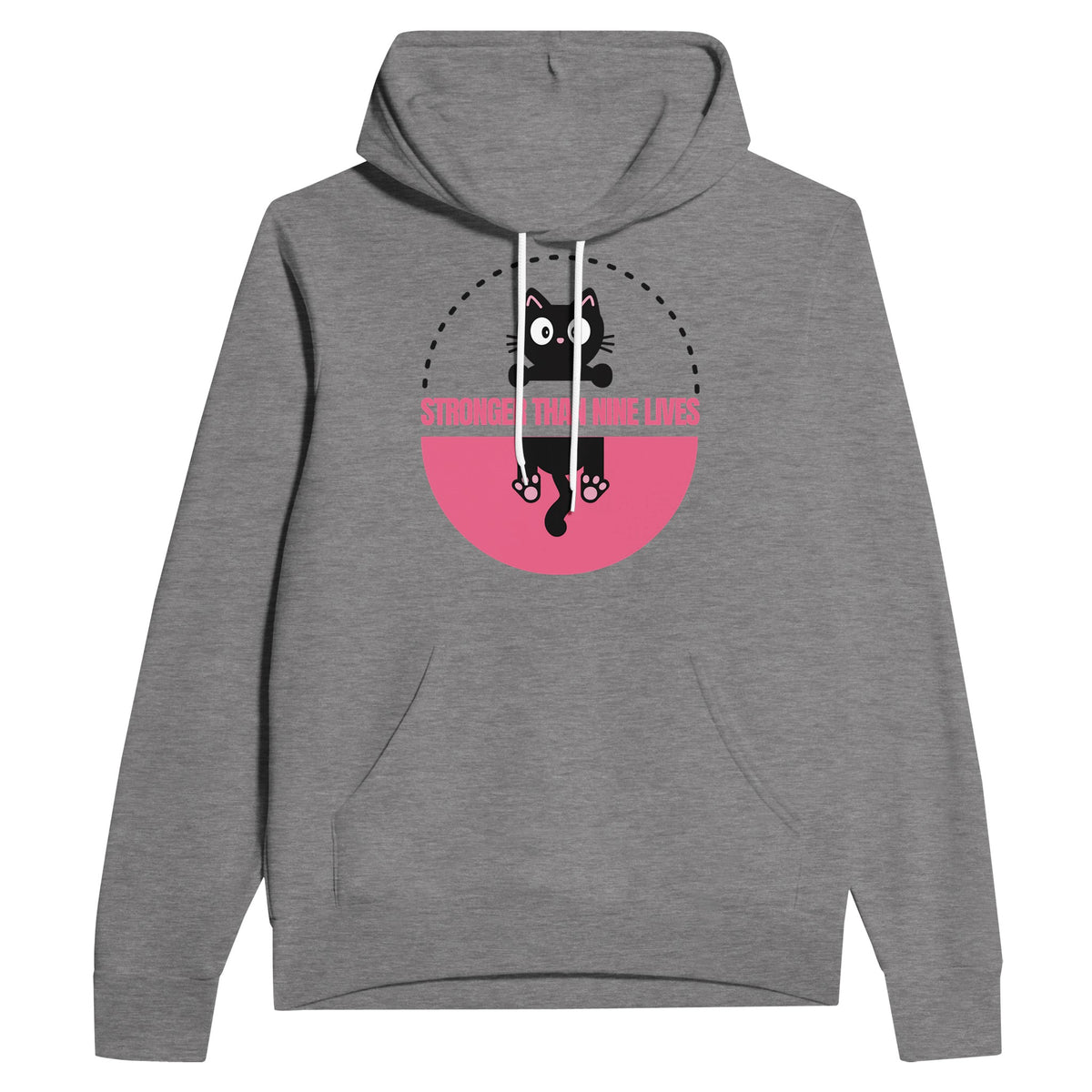 Enduring Whiskers - Stronger Than Nine Lives Hoodie - Dark Gray Heather - Hoodies