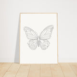 Butterfly Grace - Framed Minimalist Art - 60x80 cm 24x32″ Wood frame - Wooden Framed Posters