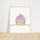 Cupcake Delight - Minimalist Pink Frosting Art - 40x50 cm 16x20″ Wood frame - Wooden Framed Posters