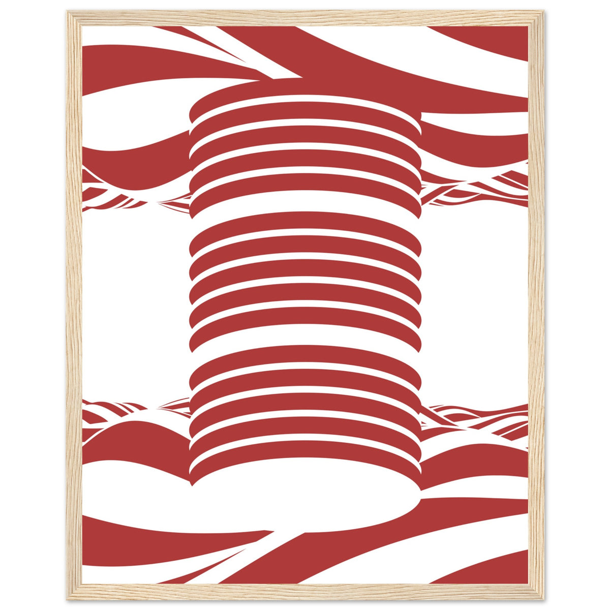 Twist of Elegance - Striking Red & White Art - 40x50 cm 16x20″ Wood frame - Framed Posters