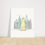 Urban Companion - Dog and Cityscape Art - 40x50 cm 16x20″ White frame - Wooden Framed Posters