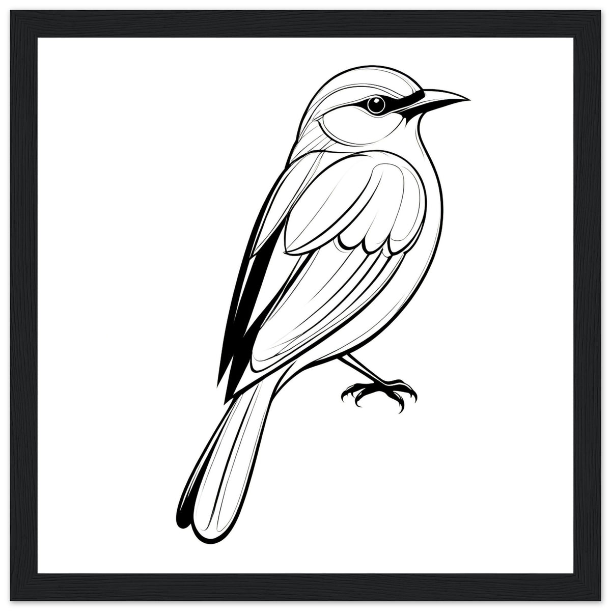 Serenity in Lines - Framed Bird Poster - 30x30 cm 12x12″ Black frame - Framed Posters