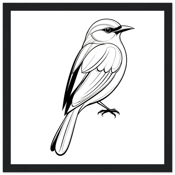 Serenity in Lines - Framed Bird Poster - 30x30 cm 12x12″ Black frame - Framed Posters