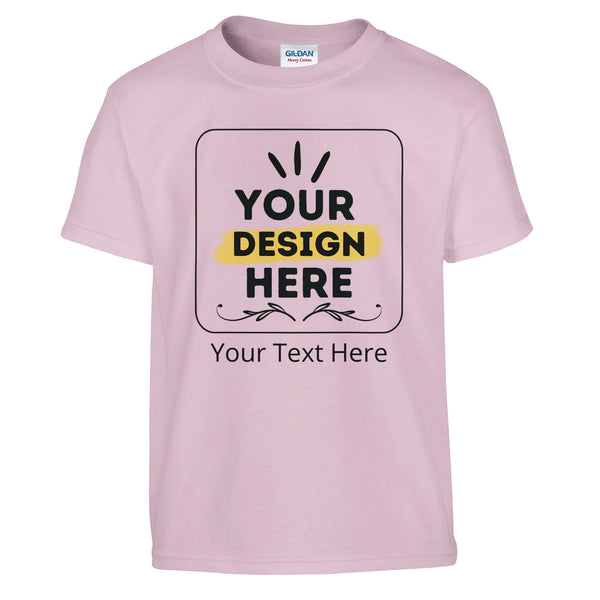 Vibrant Colors - Unmatched Comfort - Kids Customizable Crewneck Tee - Light Pink - Crewneck T-shirts