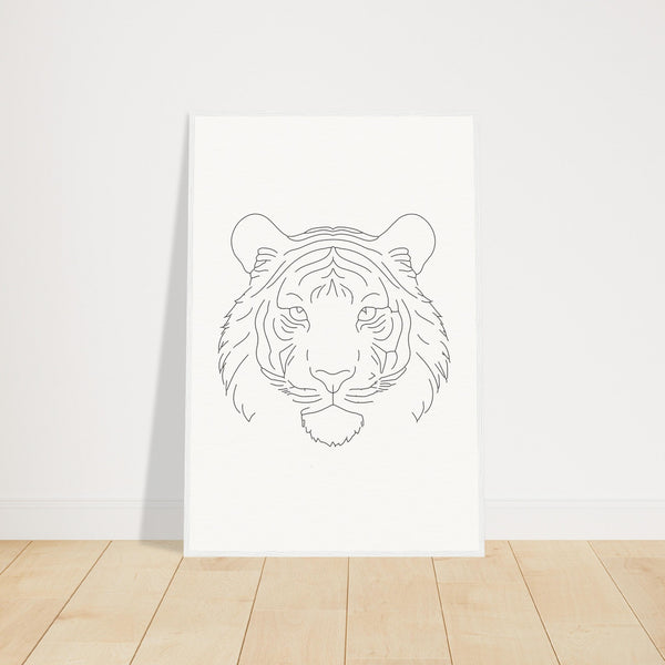 Majestic Lines - The Tiger's Gaze - 60x90 cm 24x36″ White frame - Wooden Framed Posters