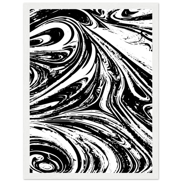 Black & White Swirl - Premium Matte Framed Poster - 30x40 cm 12x16″ White frame - Metal Framed Posters