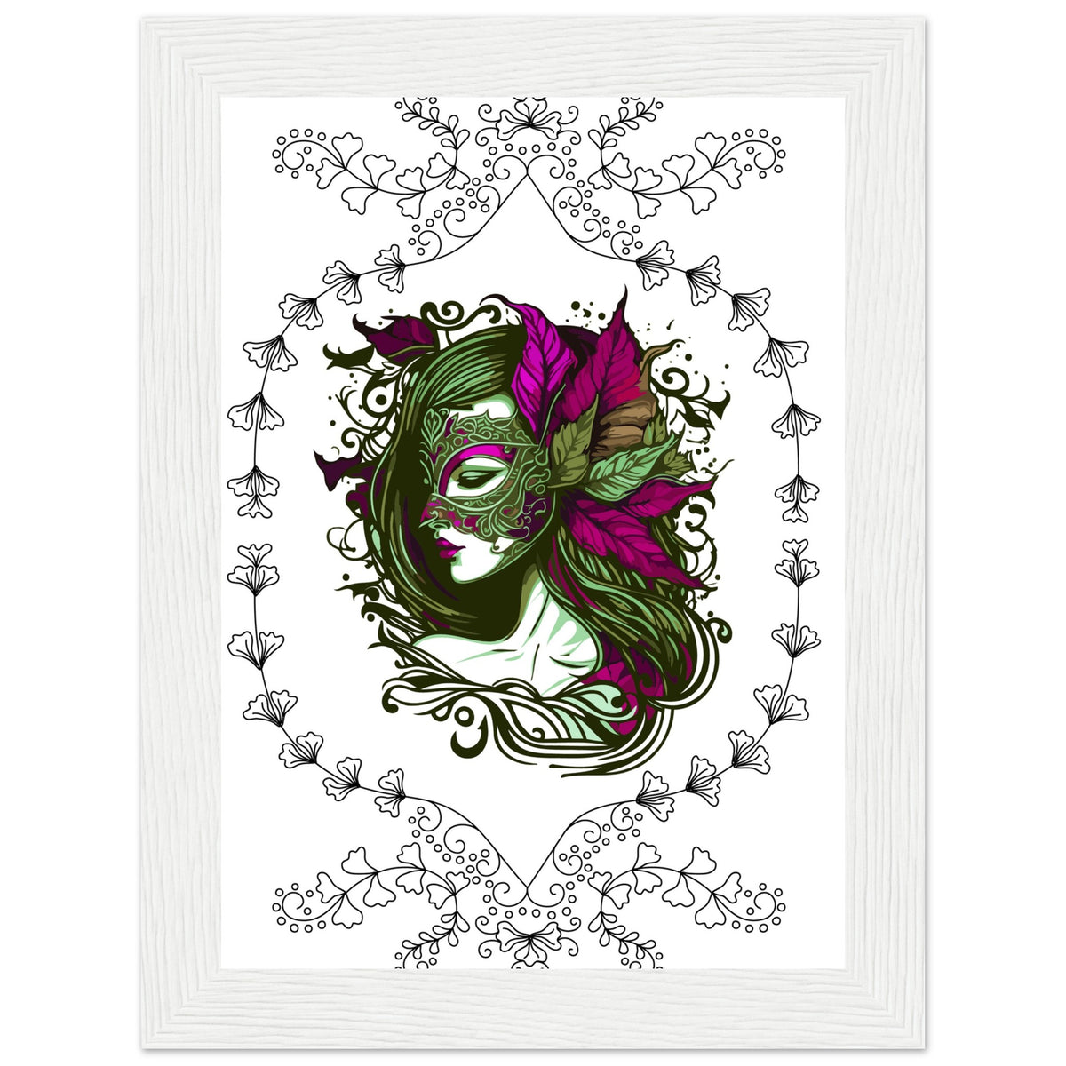 Masked Enchantment - Deluxe Framed Poster - 13x18 cm 5x7″ White frame - Framed Posters