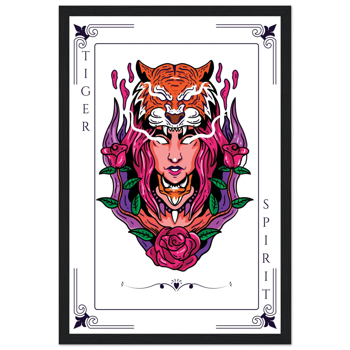 Artistry Unleashed - Warrior, Sacred Bull, and Tiger Spirit - - Wooden Framed Posters