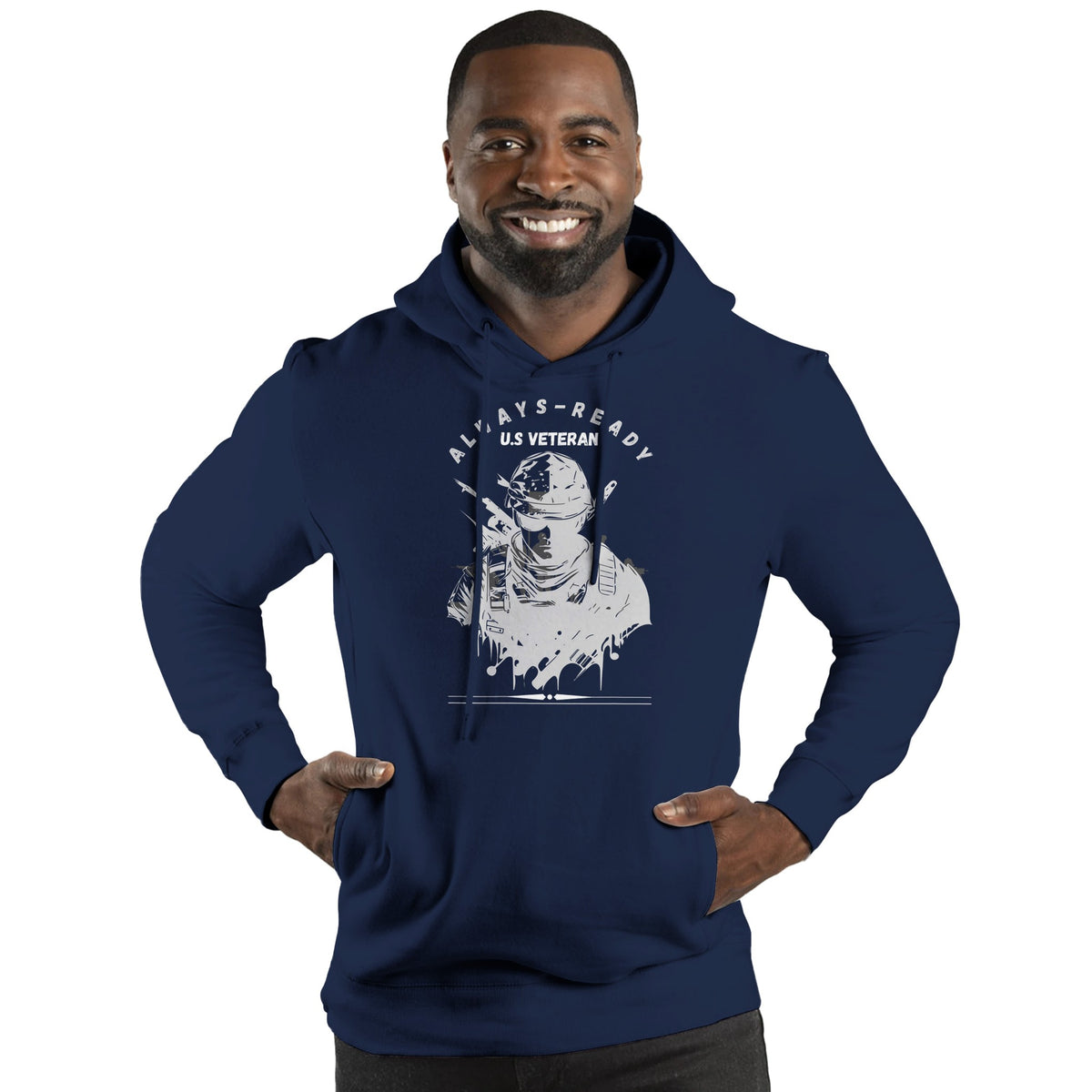 Always Ready - U.S. Veteran Tribute Hoodie - Navy - Hoodies