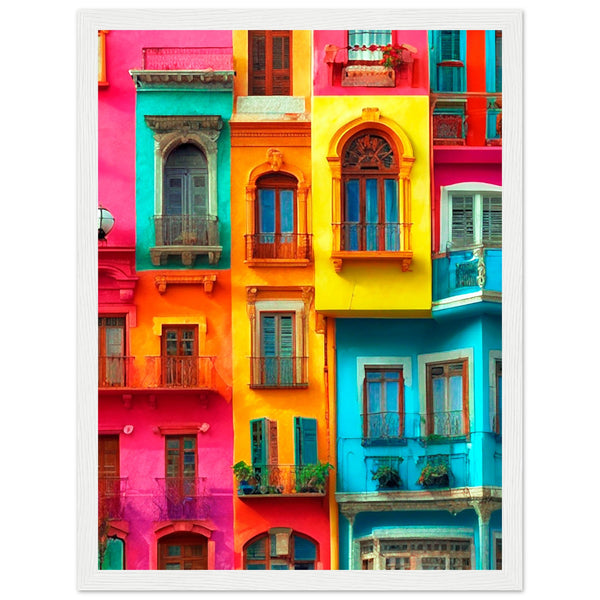 Vibrant Dreams - Colorful Cityscape Art - 30x40 cm 12x16″ White frame - Wooden Framed Poster