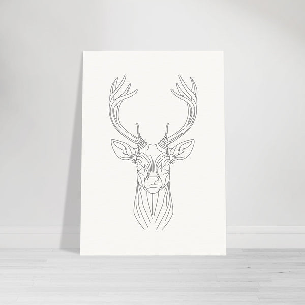 Majestic Stag - Fine Line Elegance - 50x70 cm 20x28″ - Posters