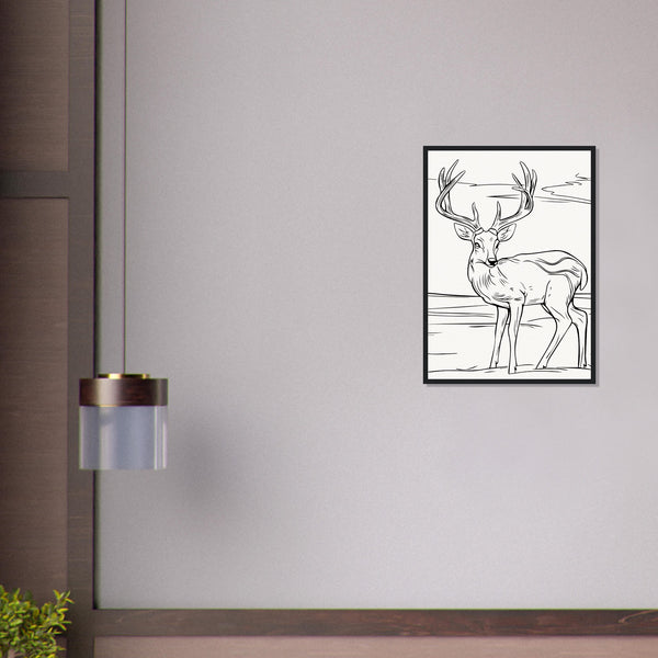 Elegance in Nature - Deer in Line - - Wooden Framed Posters