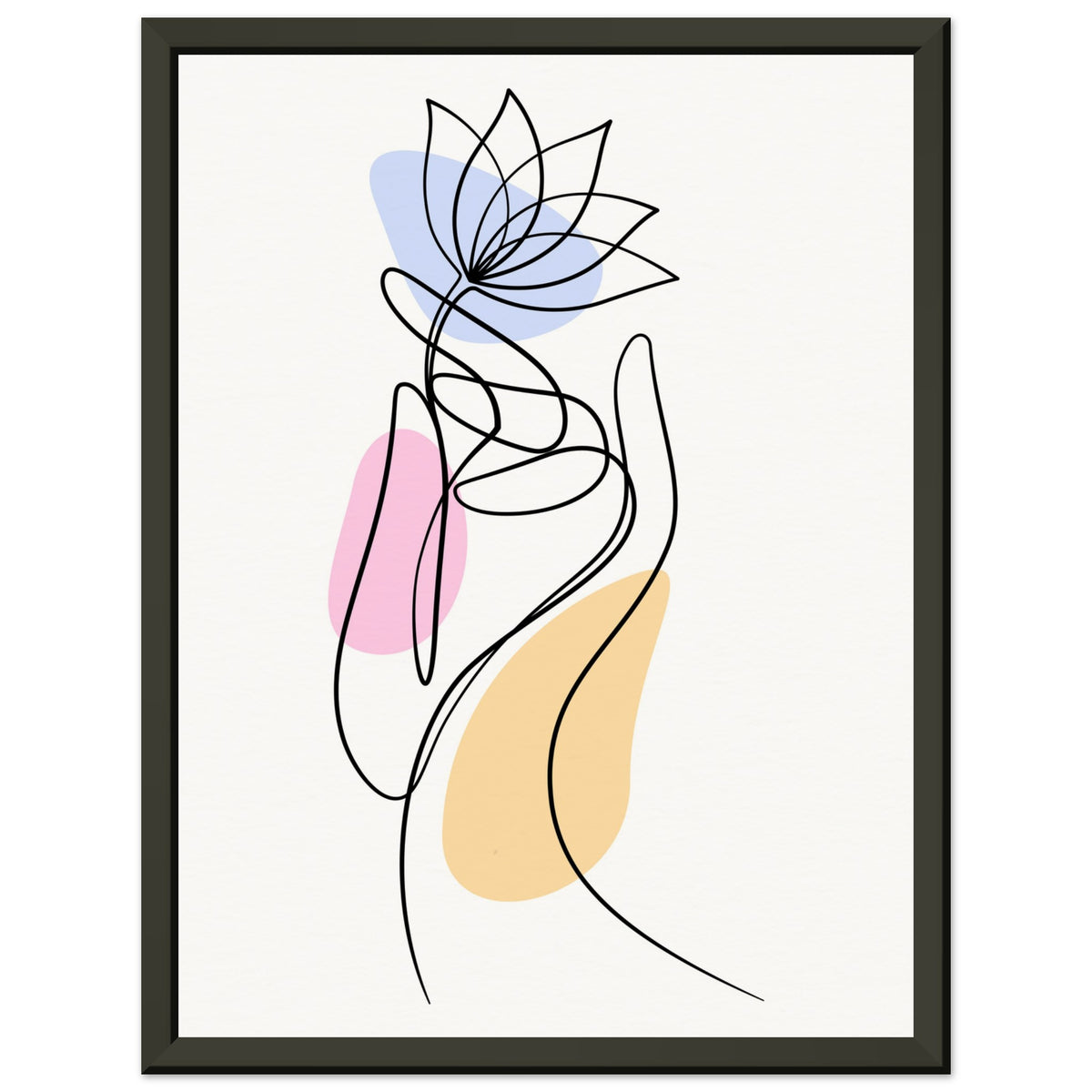 Serenity in Lines - Contemporary Floral Art - 30x40 cm 12x16″ - Metal Framed Posters