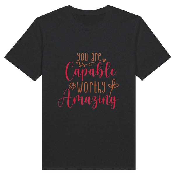 Empowerment Tee - 'Capable, Worthy, Amazing - Charcoal - T-shirts