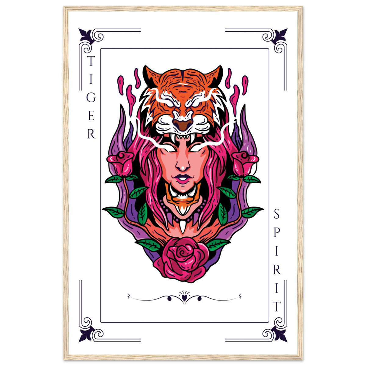 Artistry Unleashed - Warrior, Sacred Bull, and Tiger Spirit - - Wooden Framed Posters