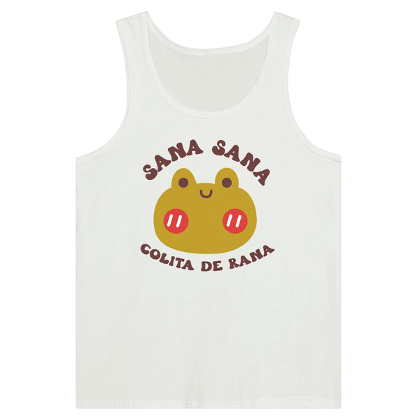 Magic in Healing - 'Sana Sana Colita de Rana' Cotton Tank - White - Print Material