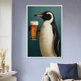 Chill Penguin Wooden Frame – Perfect Gift for Beer Lovers - - Wooden Framed Posters