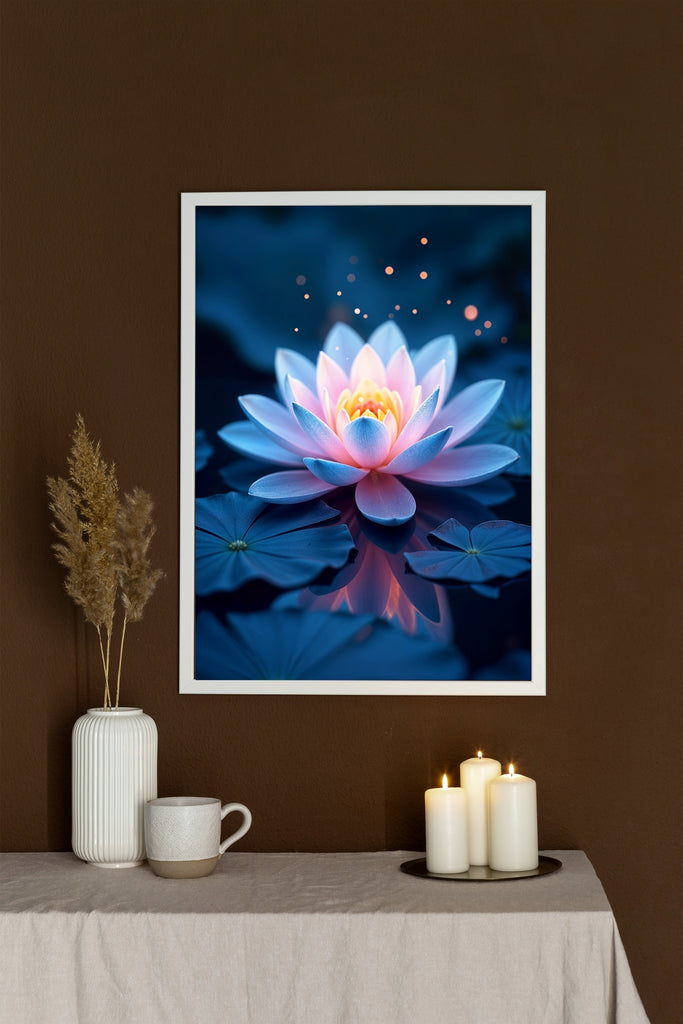 Luminous Lotus Reflection - 20x30 - Framed Posters