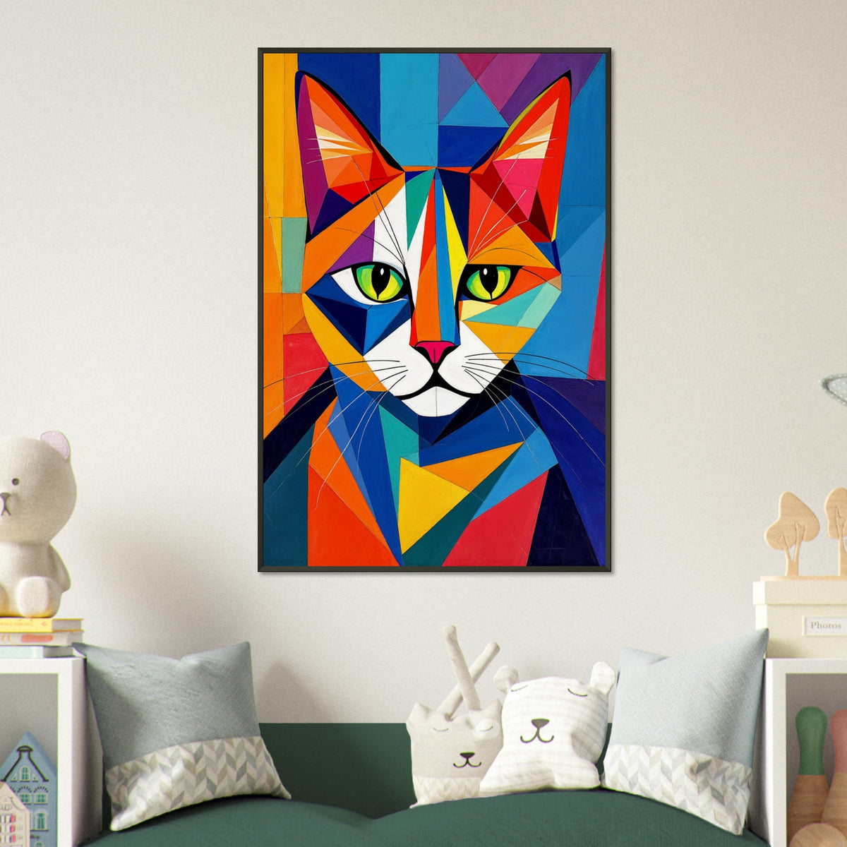 Colorful Cat - A Geometric Masterpiece - - Framed Posters