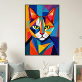 Colorful Cat - A Geometric Masterpiece - - Framed Posters