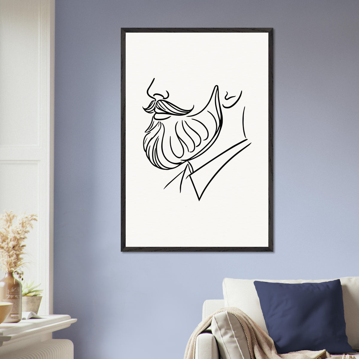 Beard and Bow - A Minimalist Tribute to Style - - Wooden Framed Posters