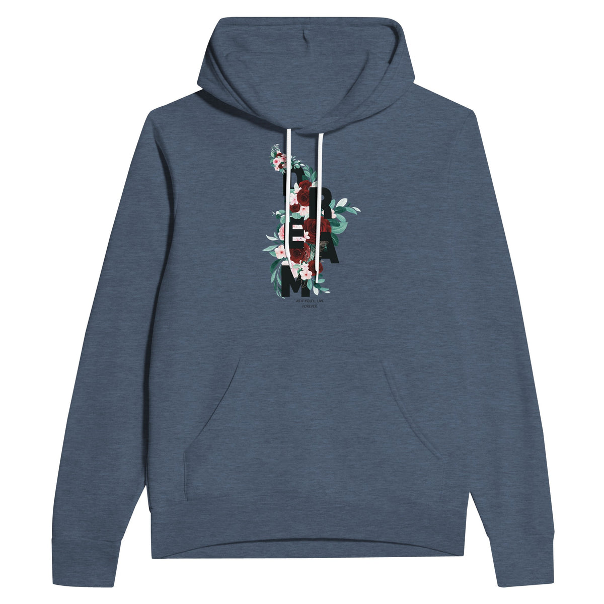 Floral Dreams - Live Forever - Heather Navy - Pullover Hoodies