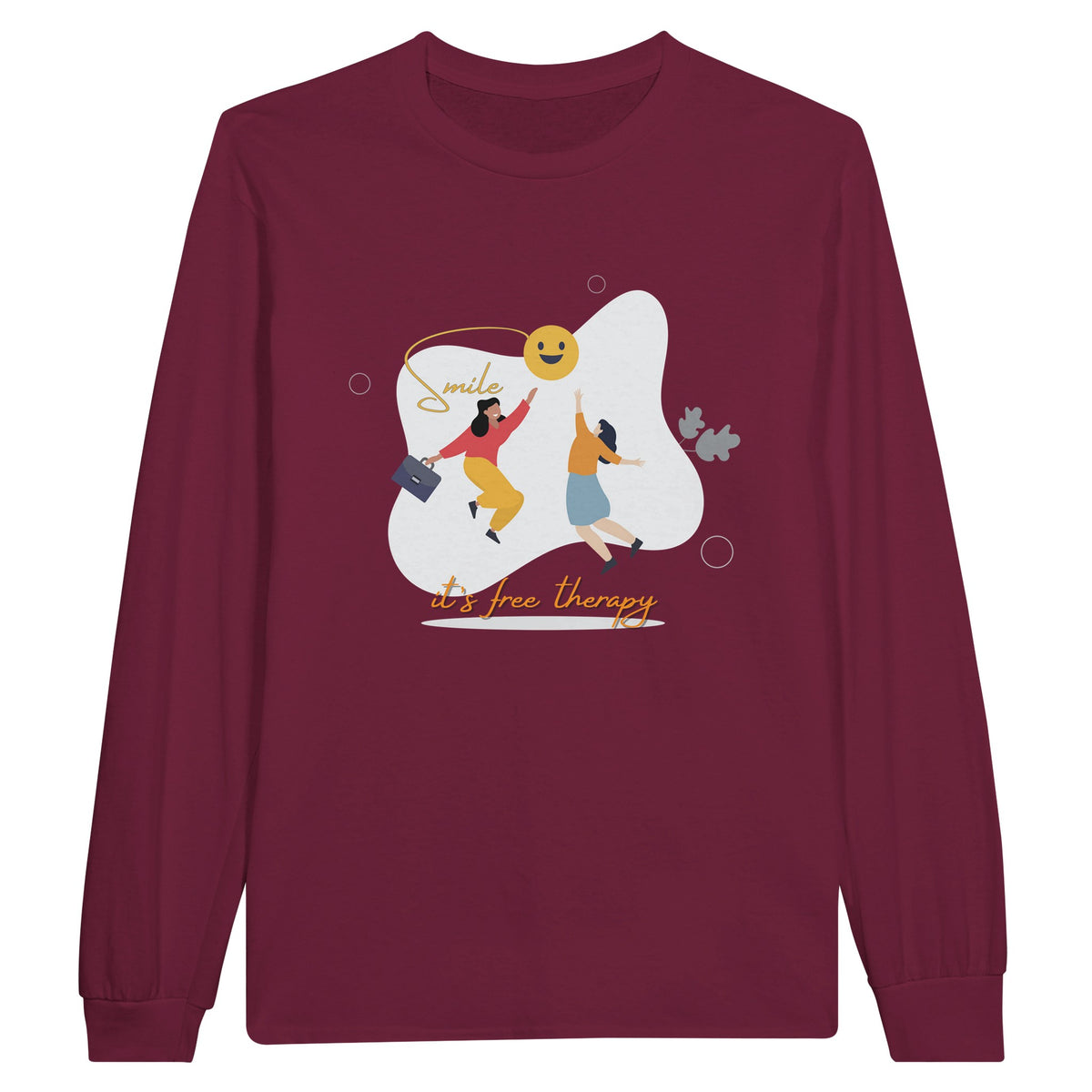 Smile Therapy Long-sleeve Tee for Colleagues - Maroon - Long Sleeves T-shirts