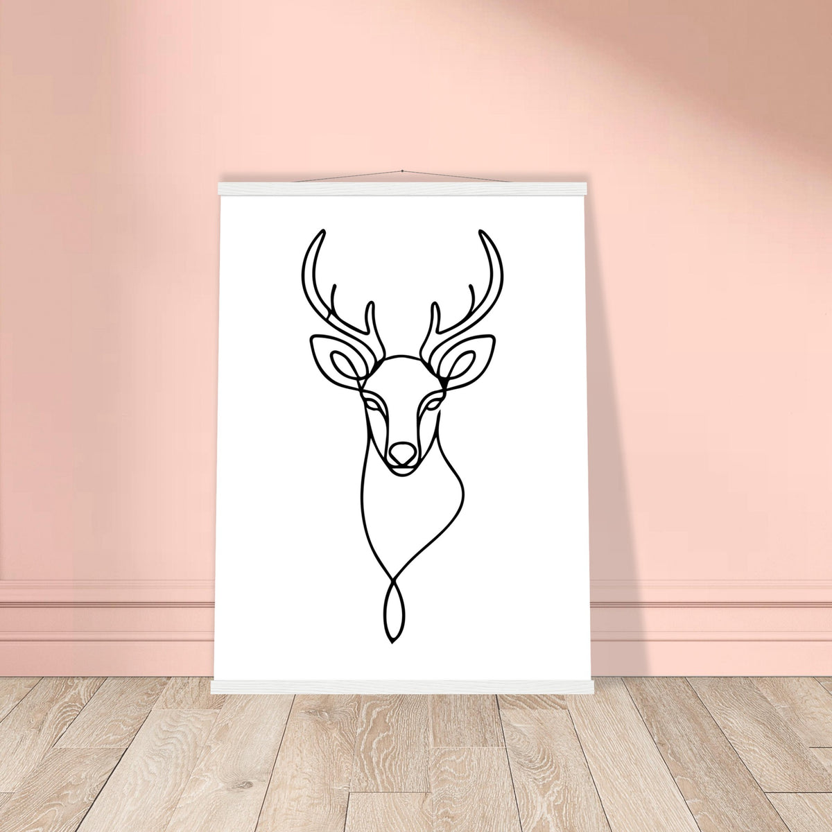 Graceful Lines - Deer Design for Contemporary Spaces - 60x80 cm 24x32″ White wall hanger - Posters With Hanger