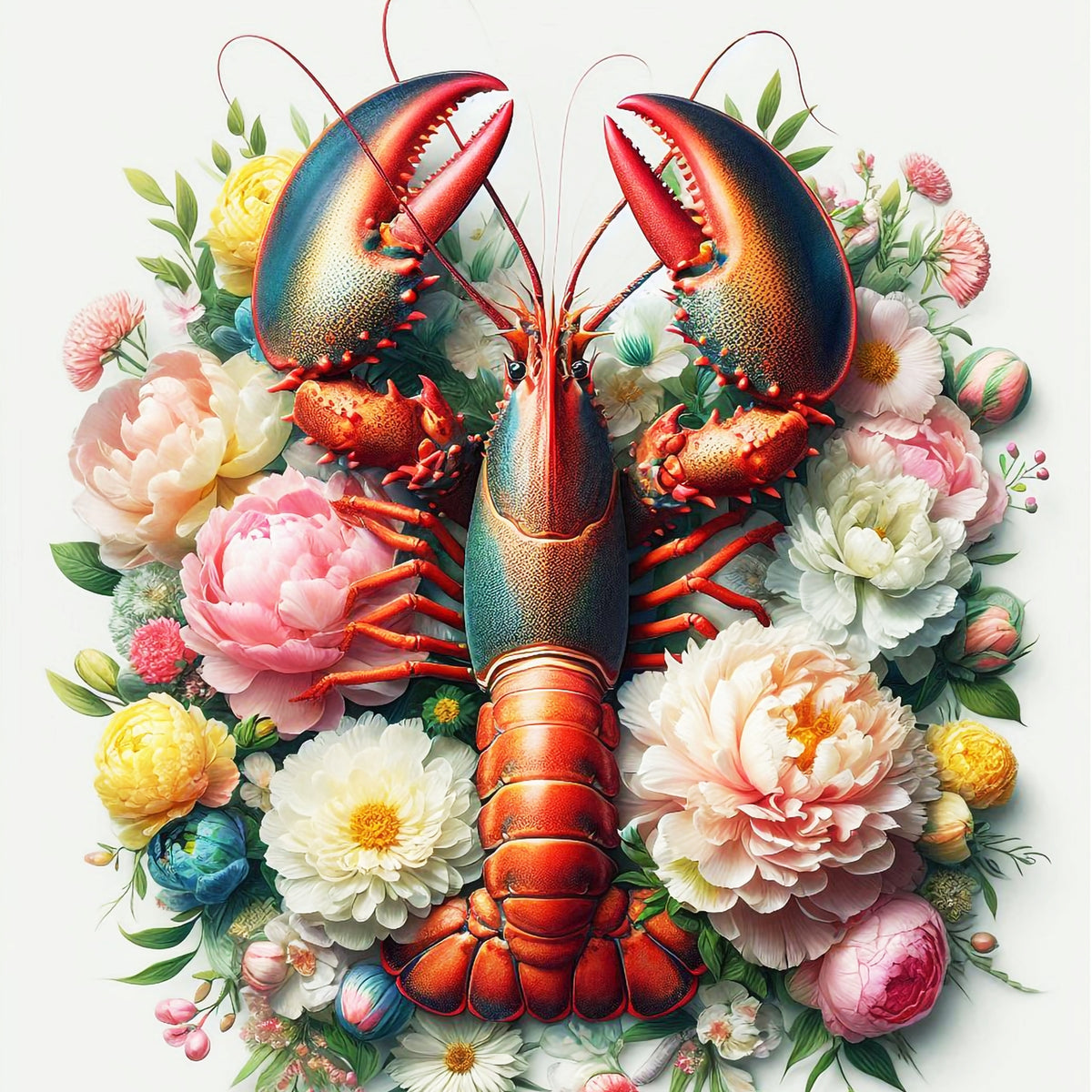 Lobster Elegance in Bloom - - Framed Posters