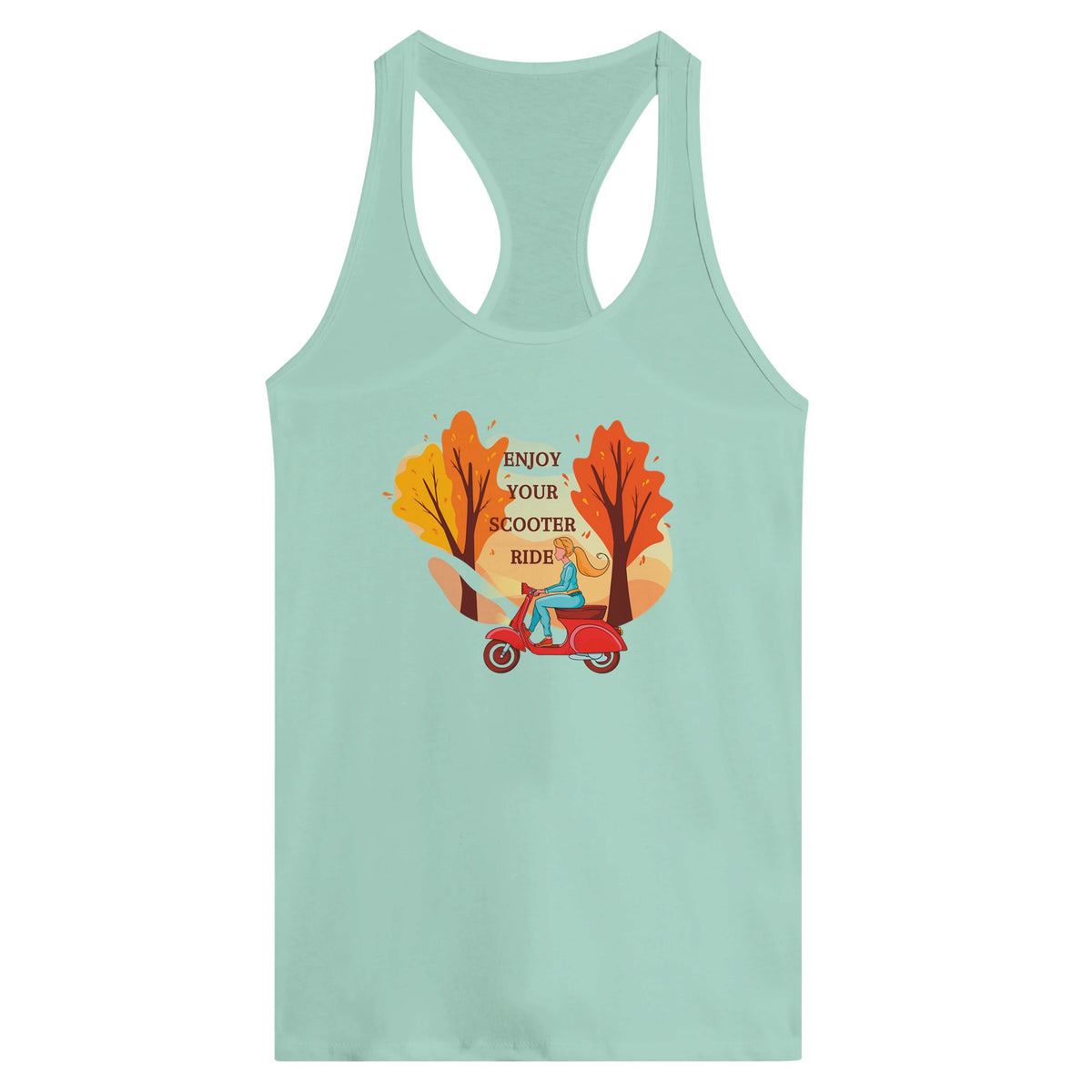 Ride with Delight - Embrace Adventure in Our Scooter Tank - Mint - Tank Tops