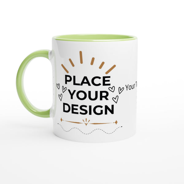 Morning Delight -Customizable Ceramic Mug with Color Inside - Ceramic Green - Mugs