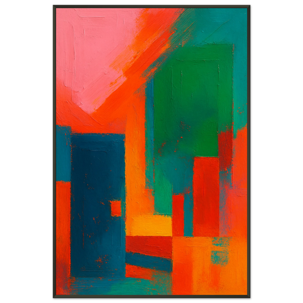 Abstract City Lights – Modern Metal Poster for Home Decor - - Metal Framed Posters