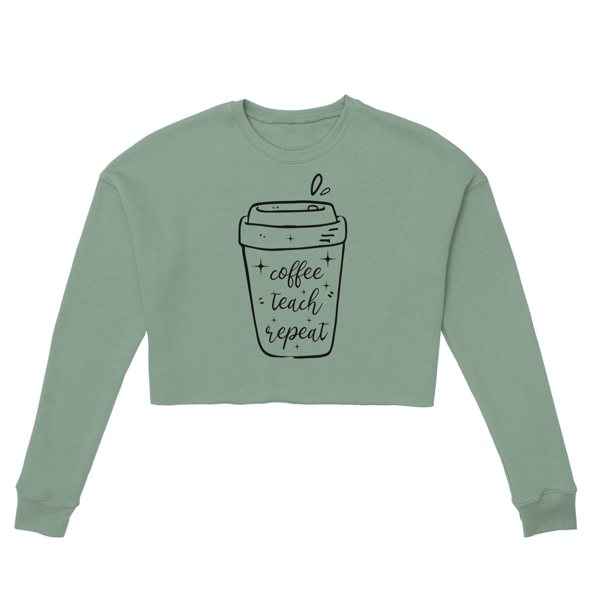 Empowerment in Every Cup - Coffee Teach Repeat - Dusty Blue - Crop Tops