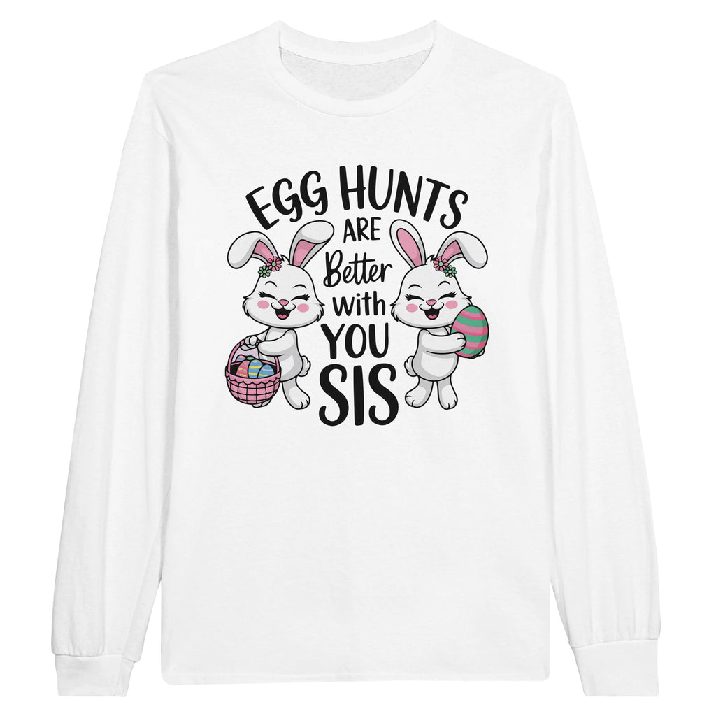 Hoppy Easter, Sister – Adorable Bunny Tee - White - Long Sleeves T-shirts