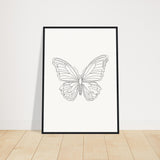 Butterfly Grace - Framed Minimalist Art - 50x70 cm 20x28″ Black frame - Wooden Framed Posters