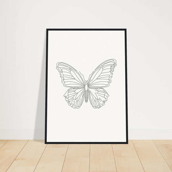 Butterfly Grace - Framed Minimalist Art - 50x70 cm 20x28″ Black frame - Wooden Framed Posters