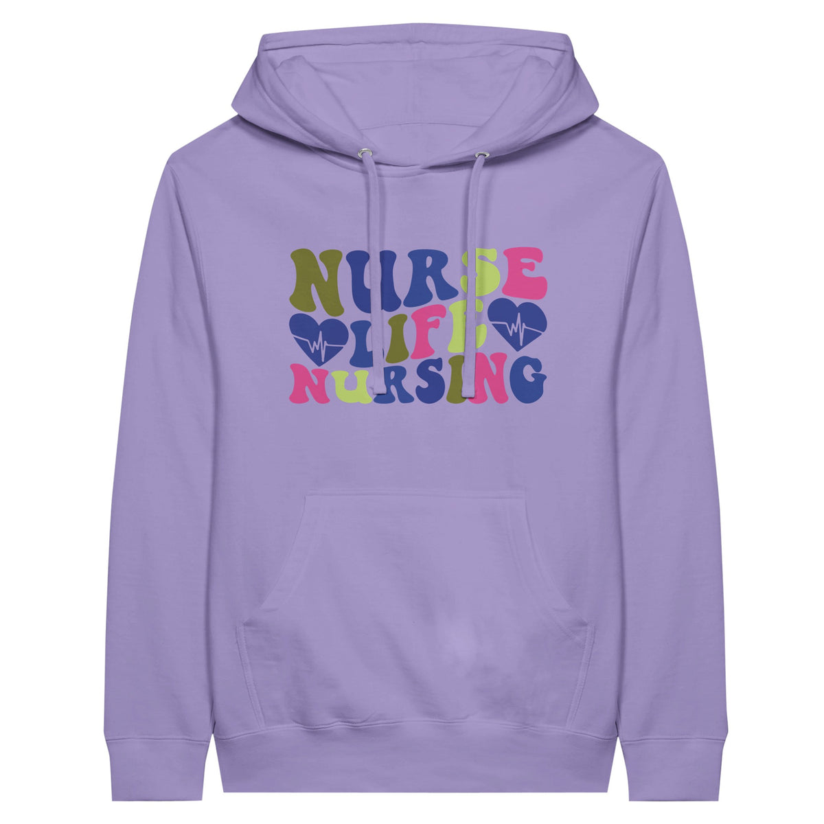 Heartfelt Nursing Life Premium Unisex Pullover Hoodie - Lavender - Print Material