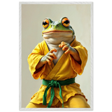 Funny Frog Wall Art – Gift Confidence & Kicks - - Wooden Framed Posters