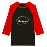 Empowerment in Style - Unisex 3/4 Sleeve Raglan T-shirt - Black and Red - T-shirts